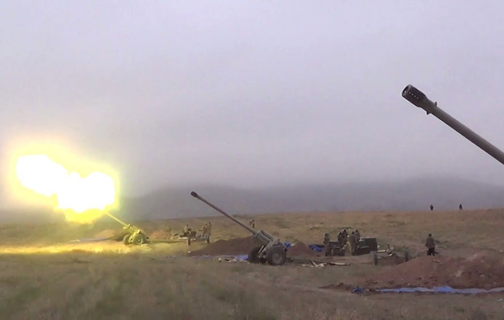 Video footage reflecting the destruction of enemy’s military vehicles and manpower by the precise fire of the rocket-artillery and anti-tank units of the Azerbaijan Army during the Patriotic War