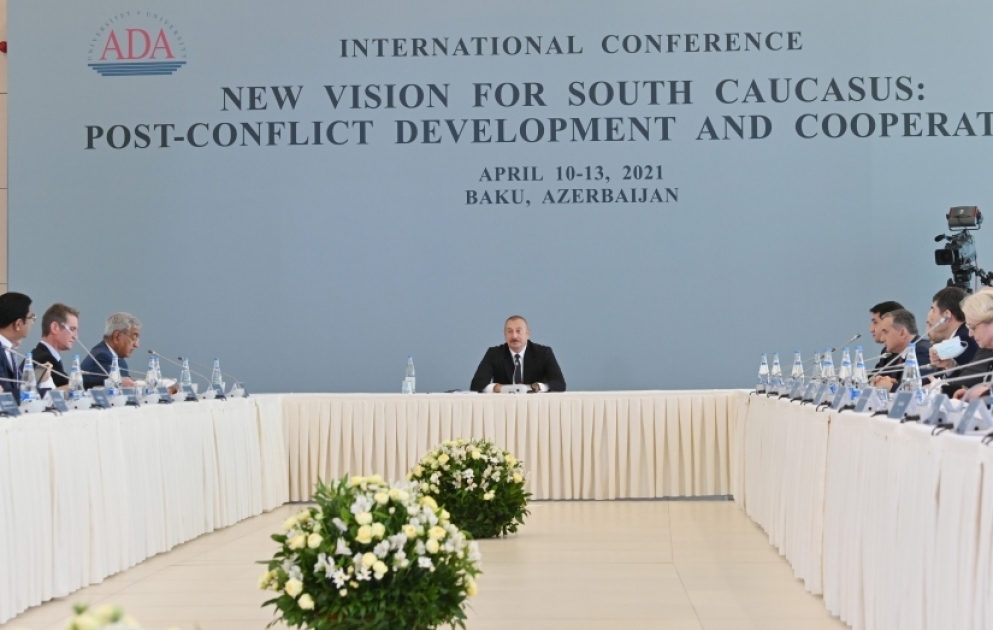 President Ilham Aliyev attends “New vision for South Caucasus: Post-conflict development and cooperation” international conference held at ADA University