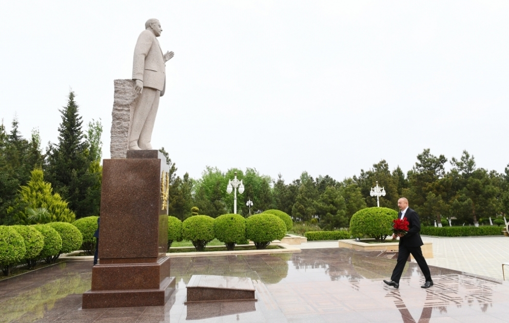 President Ilham Aliyev arrived in Hajigabul district for visit