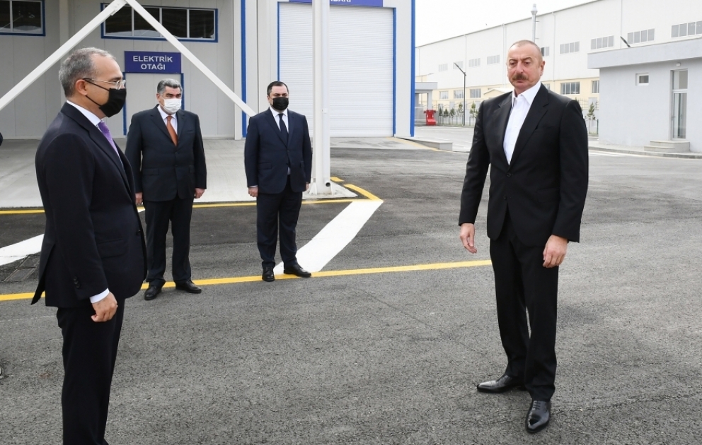 Президент Ильхам Алиев принял участие в открытии Гаджигабульского промышленного квартала