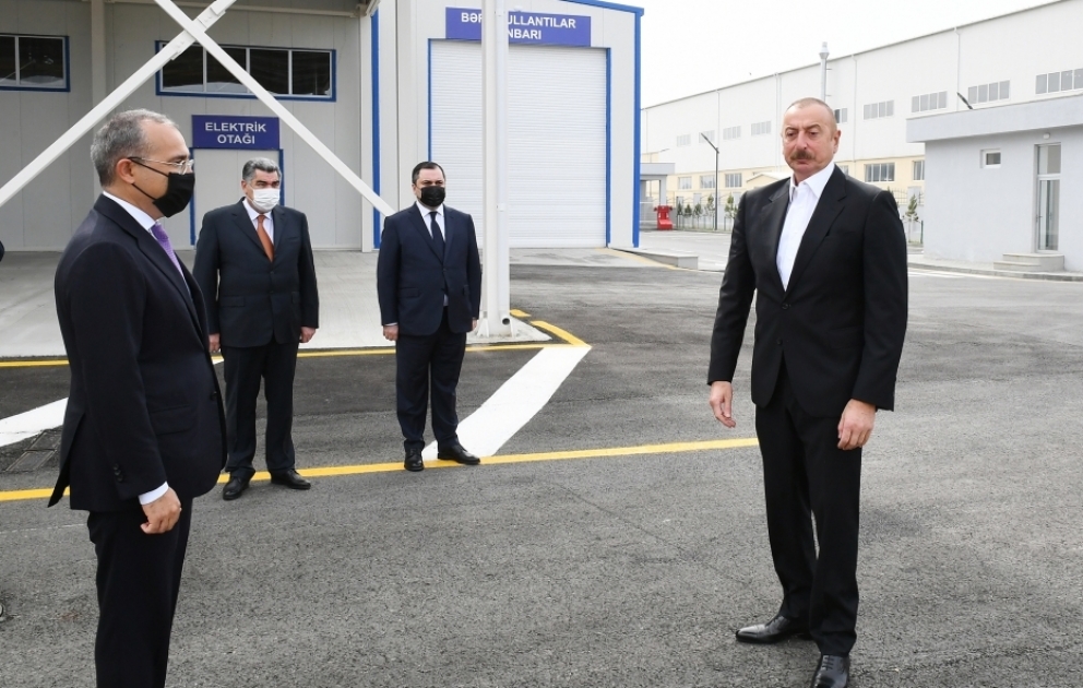 Präsident Ilham Aliyev eröffnet Industriegebiet Hadschigabul
