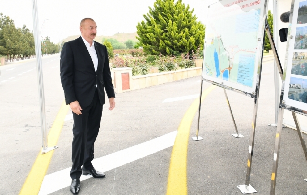 President Ilham Aliyev opened Hajigabul-Mughan highway after renovation