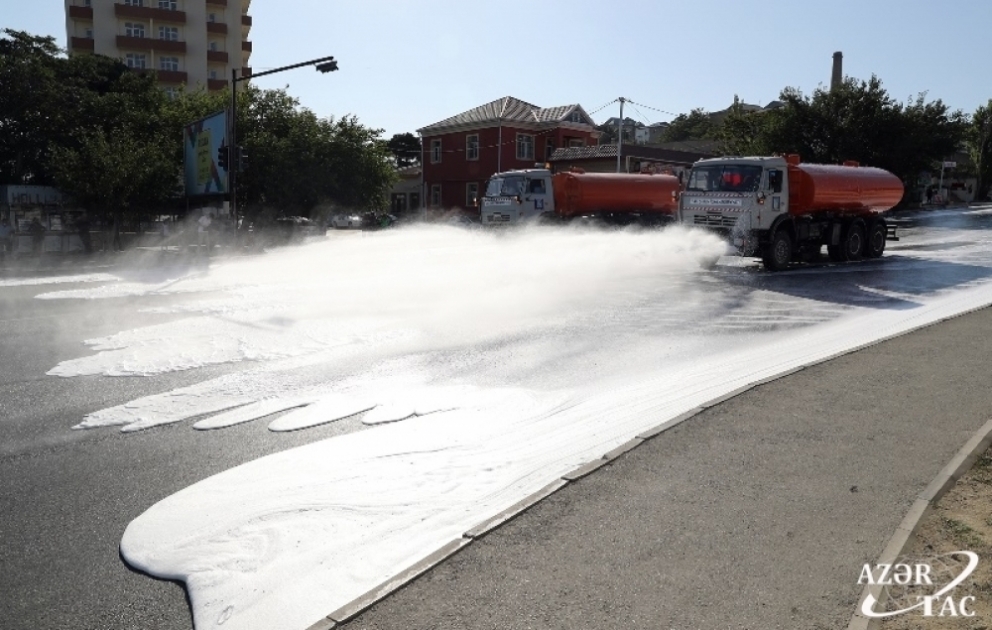 Paytaxtdakı küçələr növbəti dəfə dezinfeksiya edilib