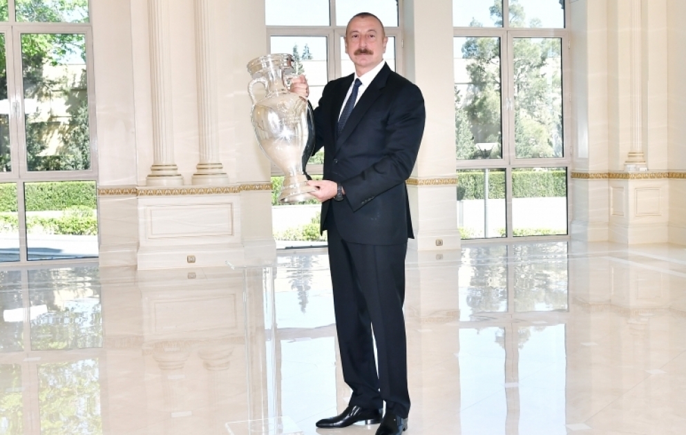 President Ilham Aliyev presented EURO 2020 Trophy