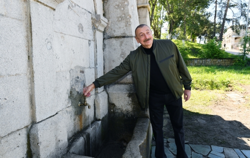 President Ilham Aliyev visited the restored “Khan gizi” spring in Shusha