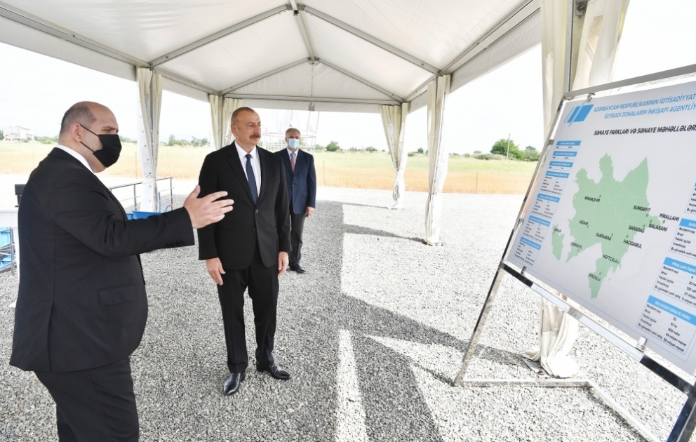 Prezident İlham Əliyev Ağdam Sənaye Parkının təməlqoyma mərasimində iştirak edib