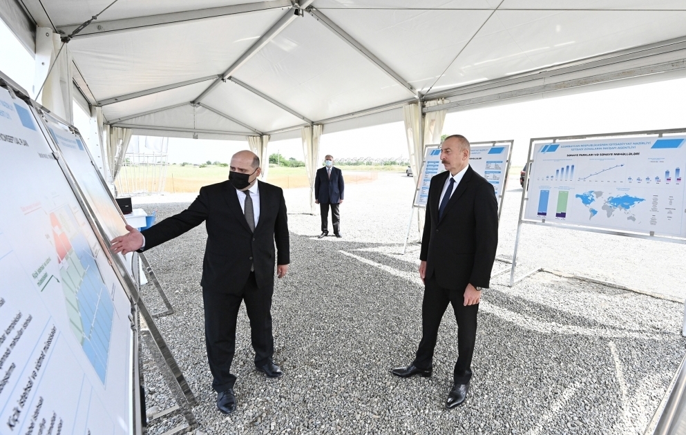 Aghdam: Präsident Ilham Aliyev legt Grundstein für Industriepark