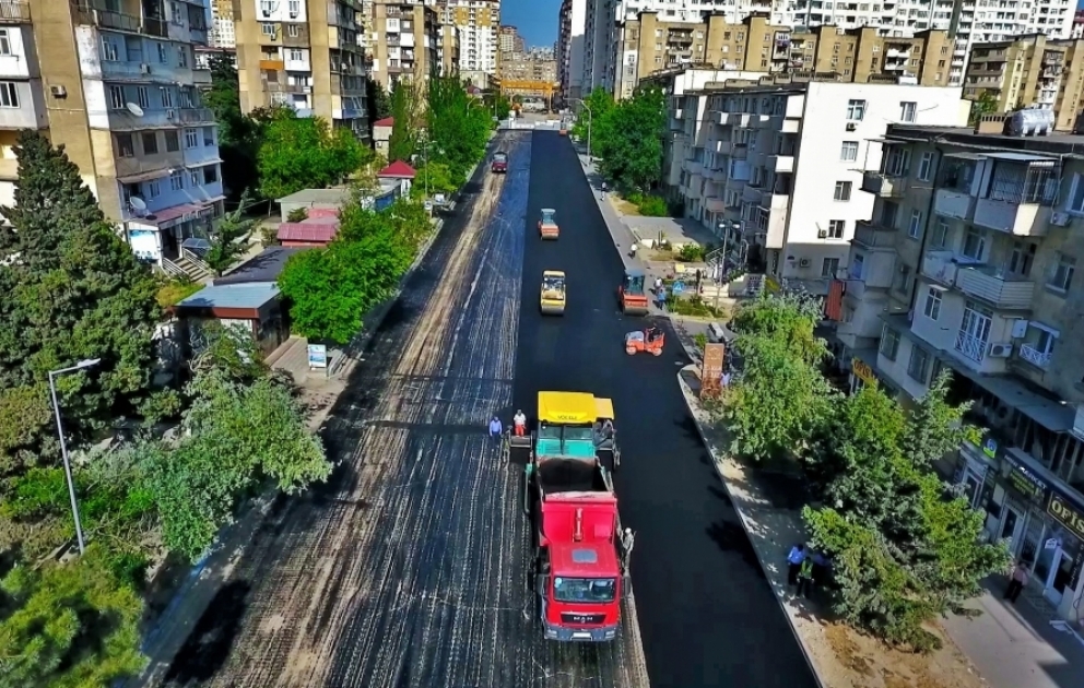 Xətai rayonunda 11,4 kilometrlik yollarda təmir işləri aparılır