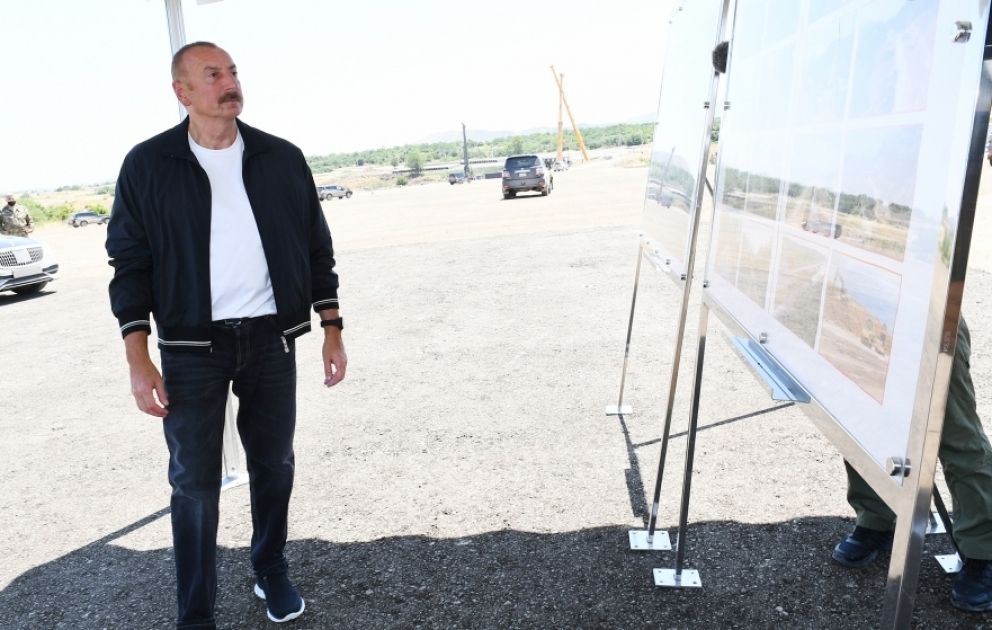 President Ilham Aliyev viewed construction of Ahmadbayli-Fuzuli-Shusha highway and Victory road