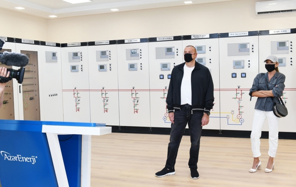 Präsident Ilham Aliyev weiht neues Umspannwerk in Füsuli Region ein
