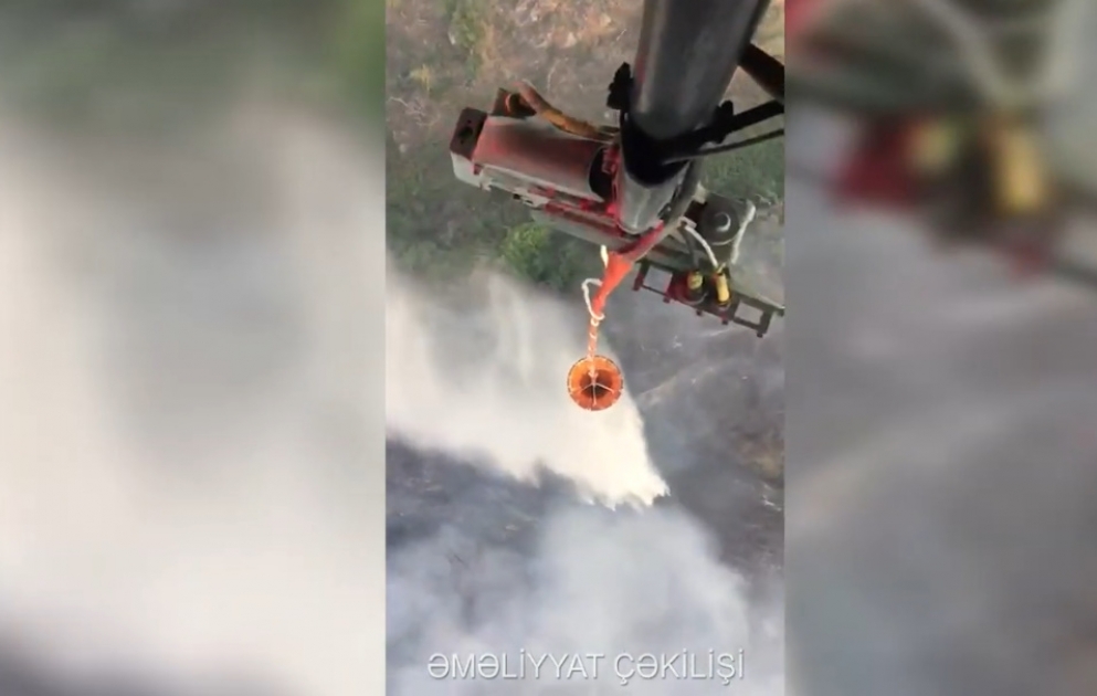 Qəbələ rayonunda yanğının söndürülməsinə FHN-in ikinci helikopteri cəlb olunub