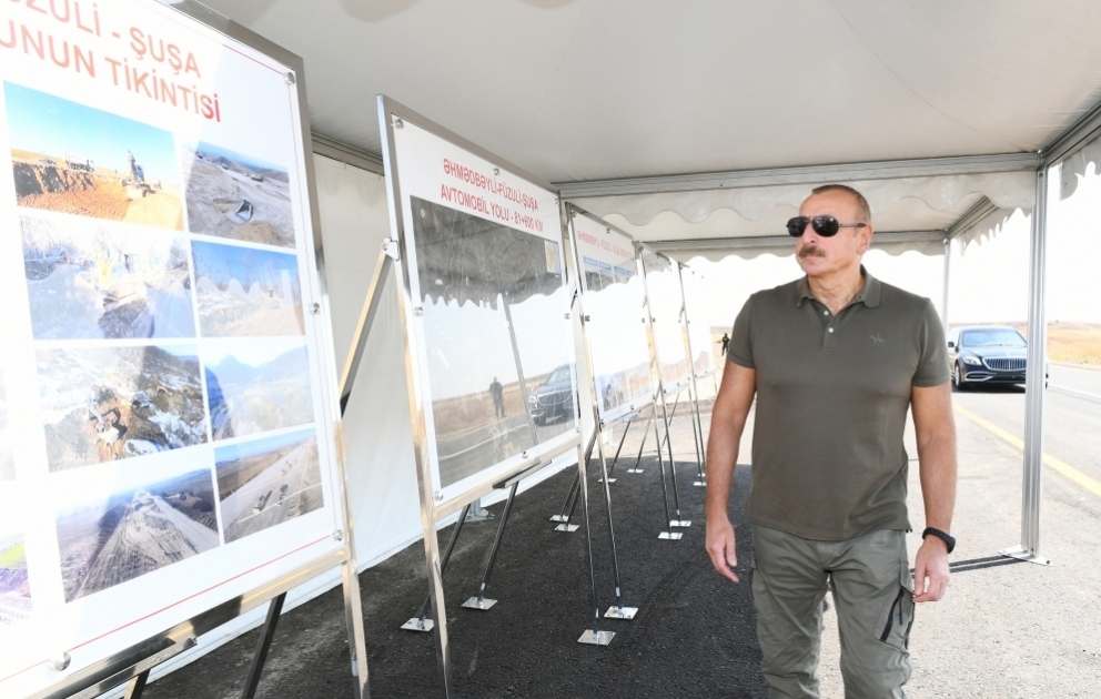 Visite du chantier de la route Ahmadbeyli-Fuzouli-Choucha