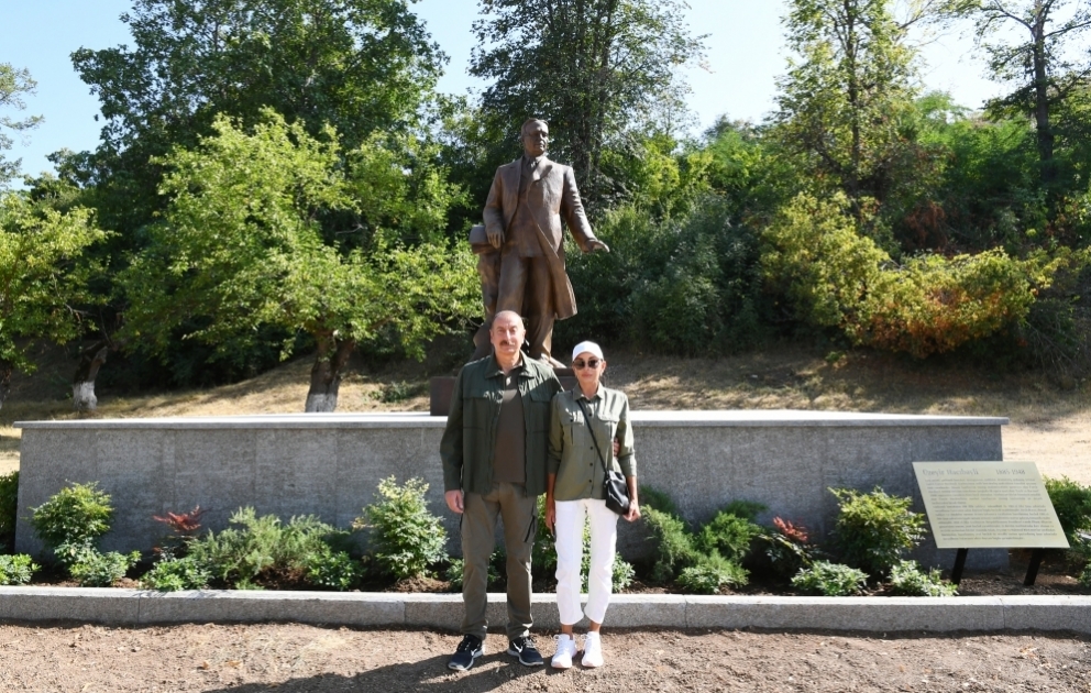 President Ilham Aliyev and First Lady Mehriban Aliyeva unveiled monument to Uzeyir Hajibayli in Shusha