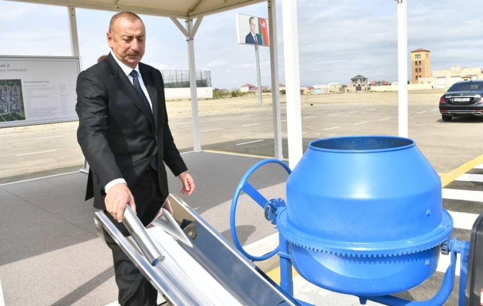 President Ilham Aliyev laid foundation stone for another residential complex in Sumgayit as part of preferential housing project
