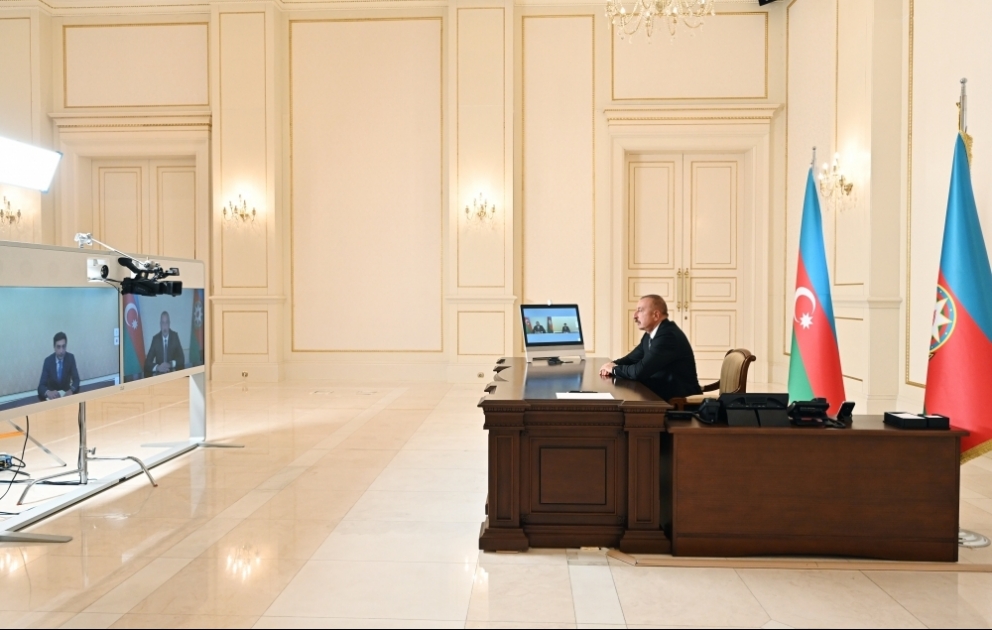 President Ilham Aliyev received in a video format Farid Gayibov on his appointment as Minister of Youth and Sports