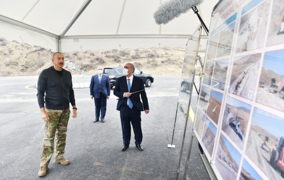Prezident İlham Əliyev Talış-Tapqaraqoyunlu-Qaşaltı-Naftalan avtomobil yolunun təməlini qoyub