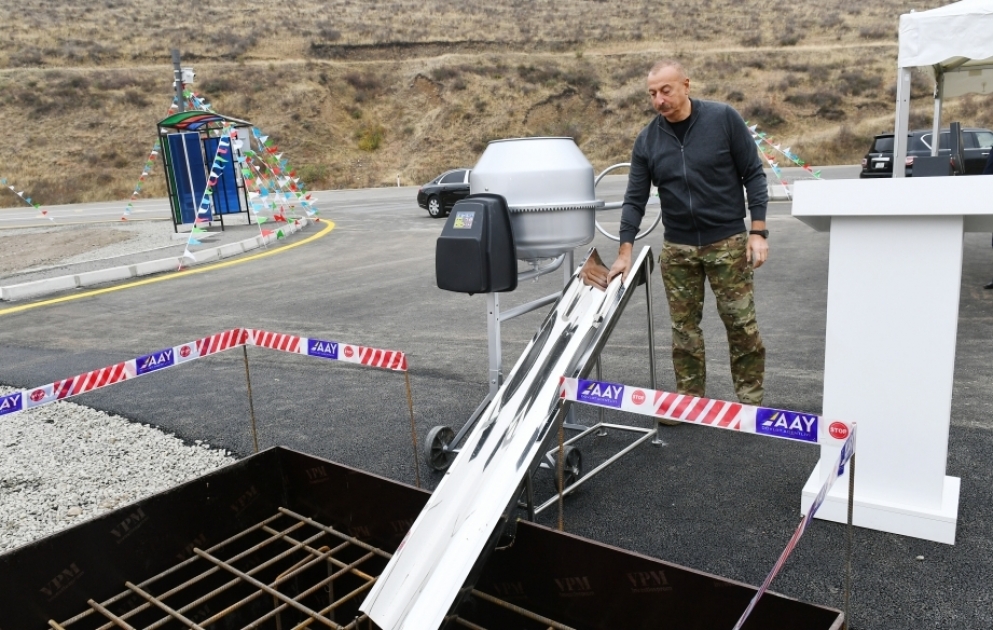 President Ilham Aliyev laid foundation stone for Talish-Tapgaragoyunlu-Gashalti-Naftalan highway