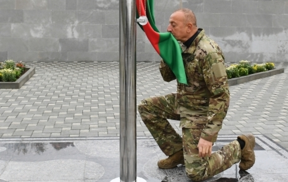 President Ilham Aliyev raised Azerbaijani flag in Talish village of Tartar district