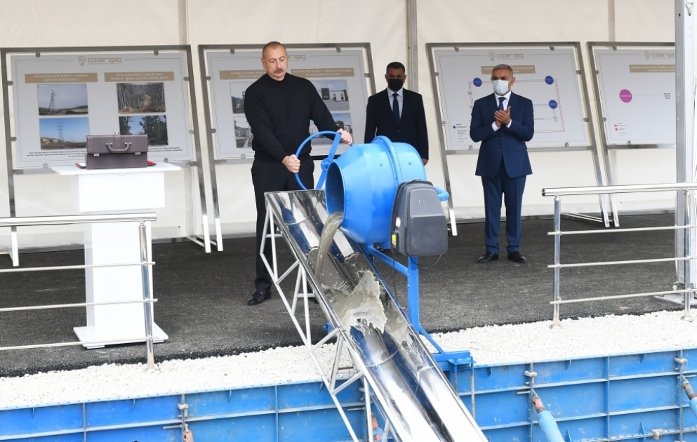 Le président Ilham Aliyev pose la première pierre de la nouvelle sous-station électrique « Hadrout »