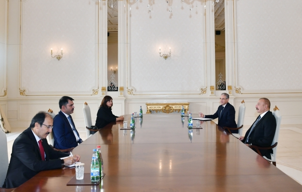 Präsident Ilham Aliyev empfängt türkischen Minister für Umwelt und Stadtentwicklung