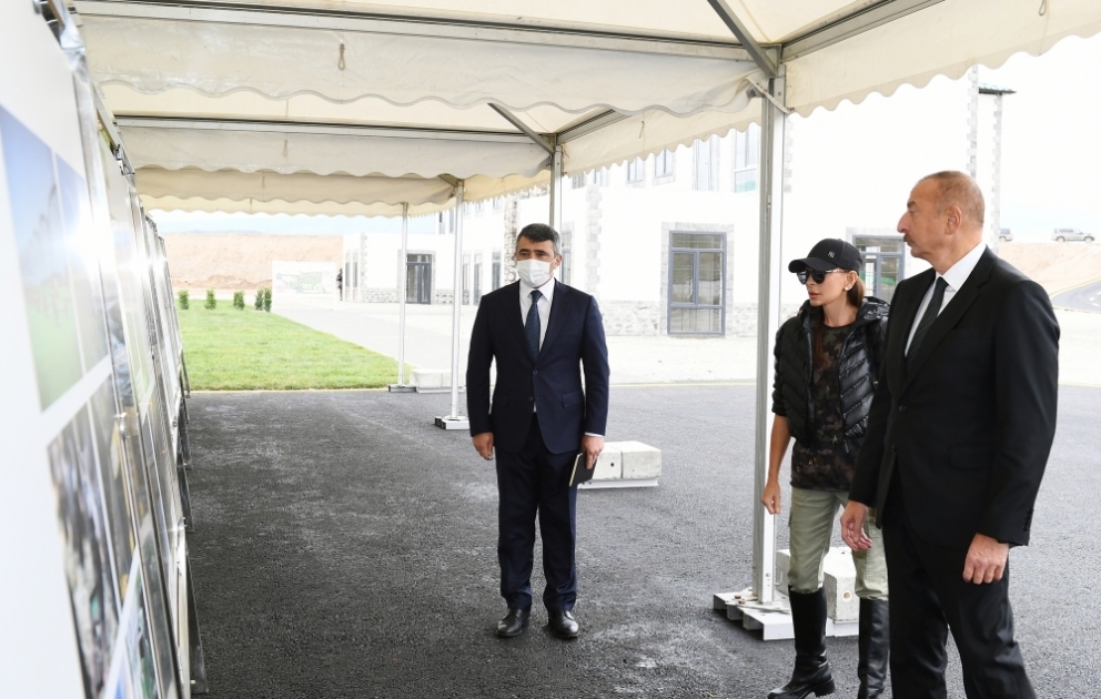 The head of state and First Lady viewed works done under the “smart village” project implemented in Aghali village in Zangilan district