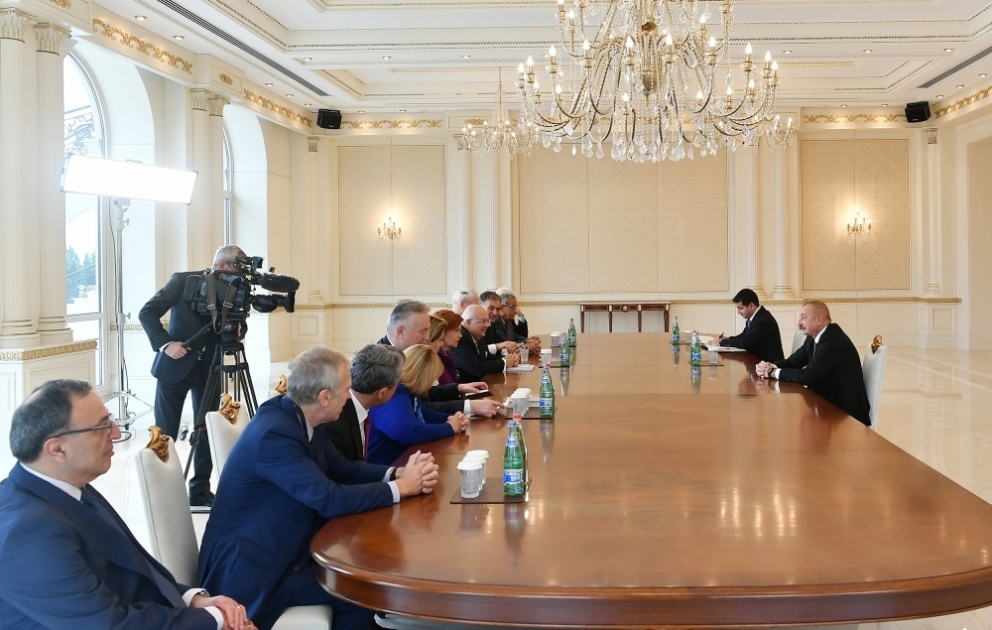 President Ilham Aliyev received co-chairs and members of Board of Trustees of Nizami Ganjavi International Center