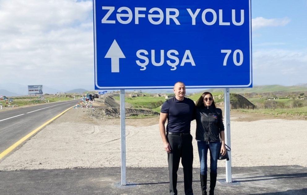 President Ilham Aliyev and First Lady Mehriban Aliyeva attended inauguration of Victory Road