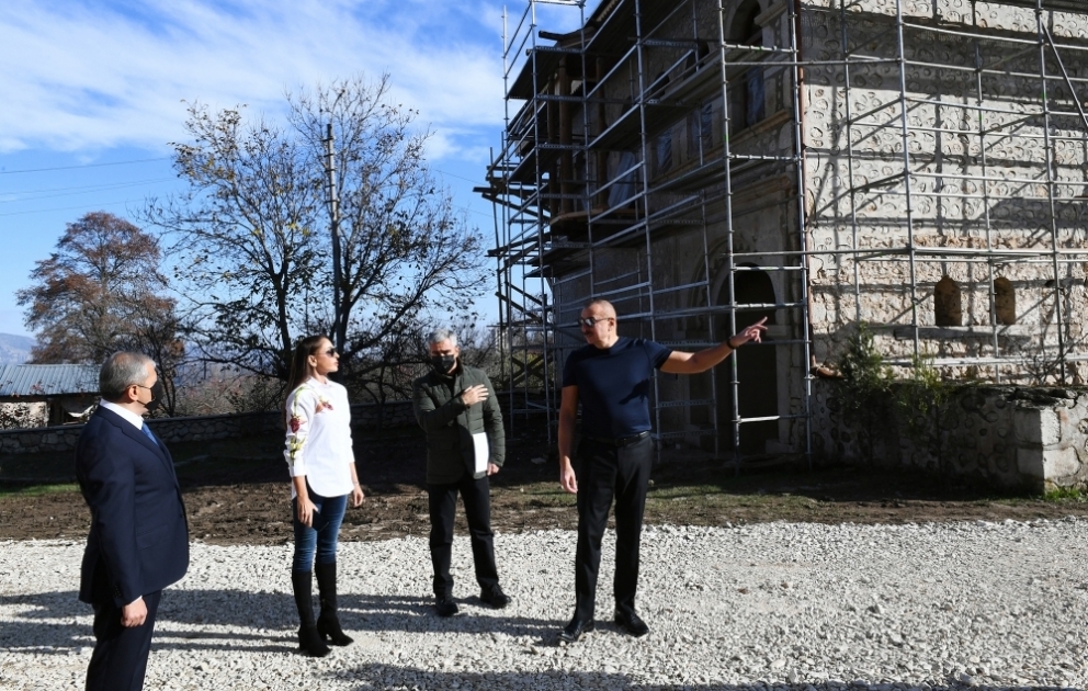 President Ilham Aliyev and First Lady Mehriban Aliyeva viewed restoration work carried out at Mehmandarovs' Estate Complex in Shusha