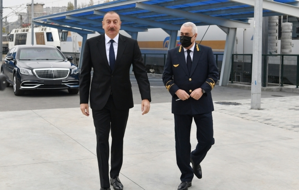 Prezident İlham Əliyev yeni Biləcəri lokomotiv deposunun açılışında iştirak edib