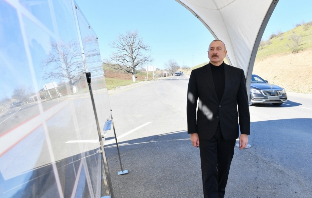 Prezident İlham Əliyev Quba-Qonaqkənd avtomobil yolunun açılışını edib