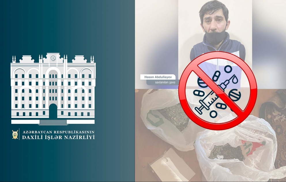 Səbail rayonunda narkotiklərin satışı ilə məşğul olan şəxsdən 3 kiloqram narkotik maddə aşkar edilib