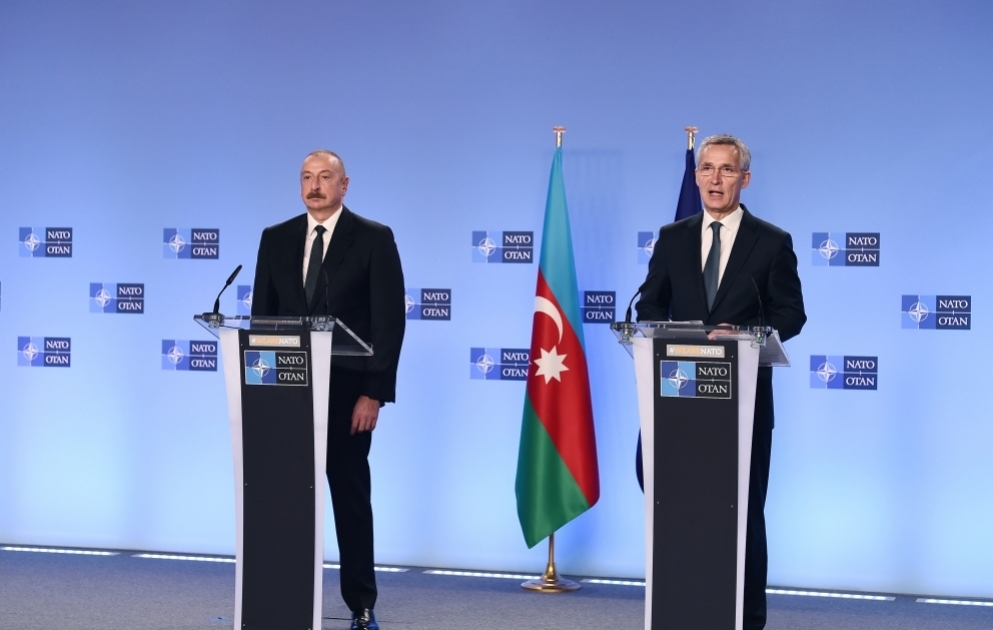 Gemeinsame Pressekonferenz von Präsident Ilham Aliyev und NATO-Generalsekretär