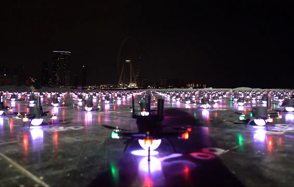 Swarms of drones illuminate the skies