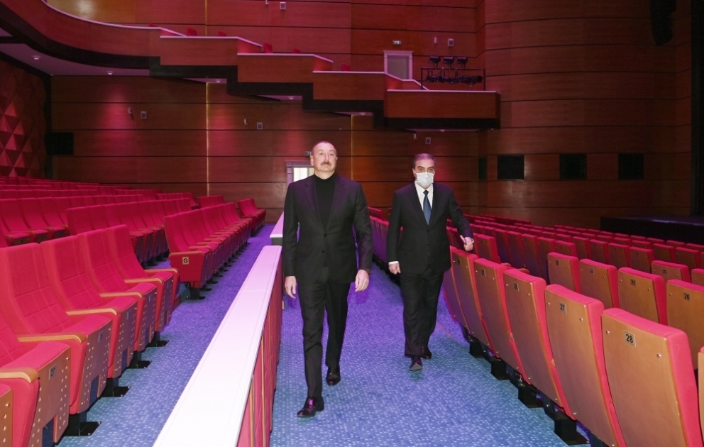 Prezident İlham Əliyev Gəncə Dövlət Dram Teatrının yeni binasının açılışında iştirak edib