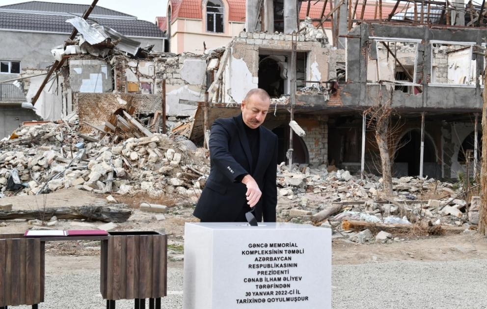 President Ilham Aliyev laid foundation stone for Ganja Memorial Complex