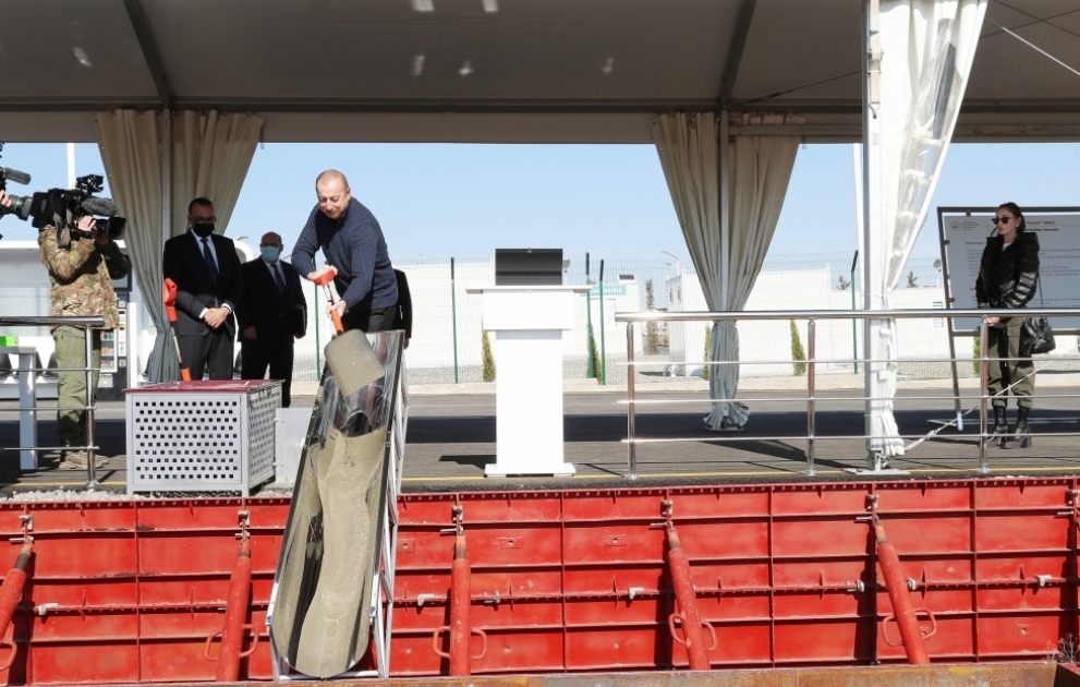 President Ilham Aliyev laid foundation for two enterprises in Aghdam Industrial Park