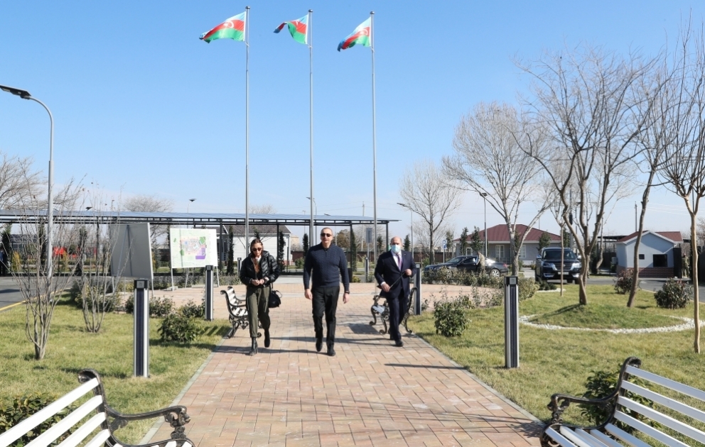 Präsident Ilham Aliyev und First Lady Mehriban Aliyeva besuchen Hauptquartier der Sondervertretung von Aserbaidschans Präsident in Aghdam