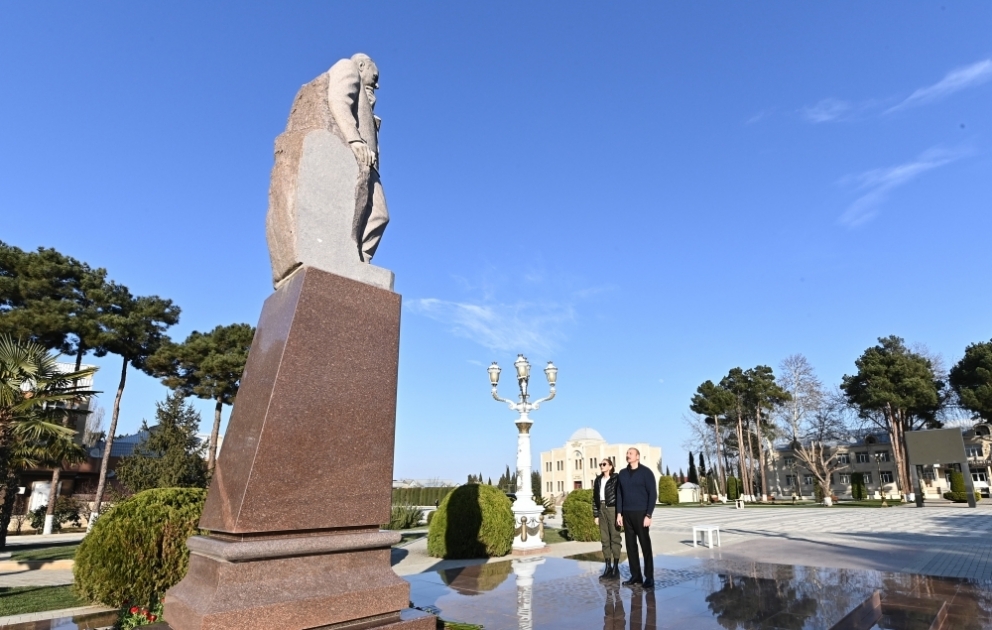 Präsident Ilham Aliyev und First Lady Mehriban Aliyeva zu Besuch in Aghjabadi