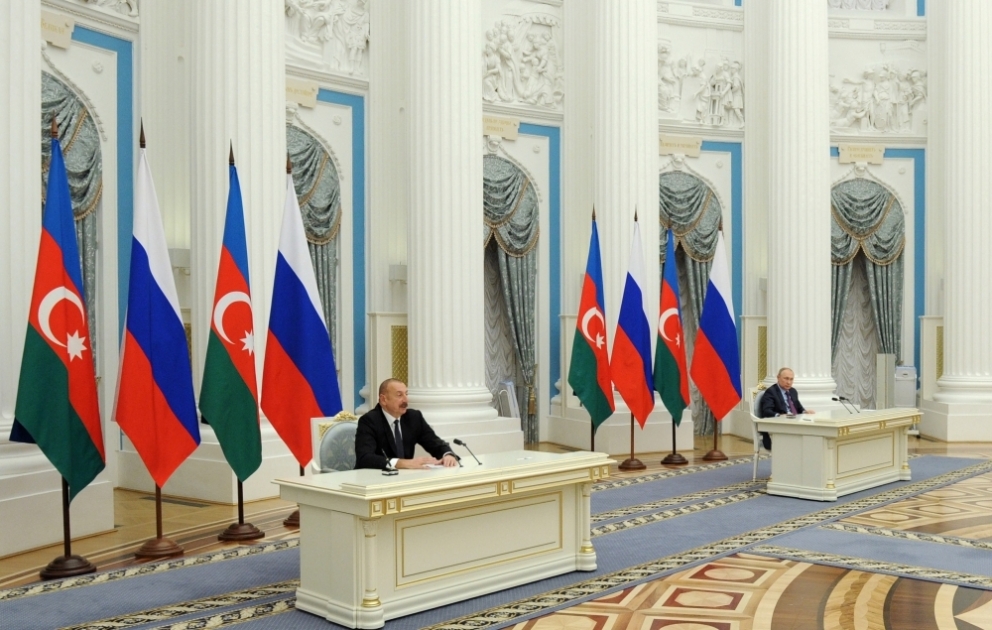 President Ilham Aliyev, President Vladimir Putin made press statements