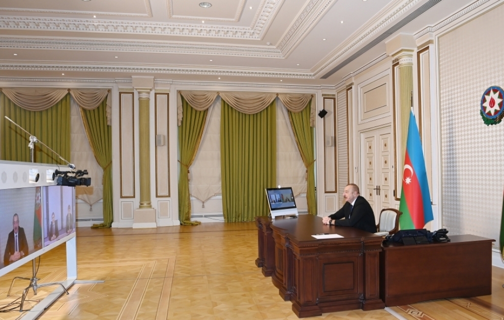 Präsident Ilham Aliyev empfängt moldauischen Parlamentssprecher im Videoformat