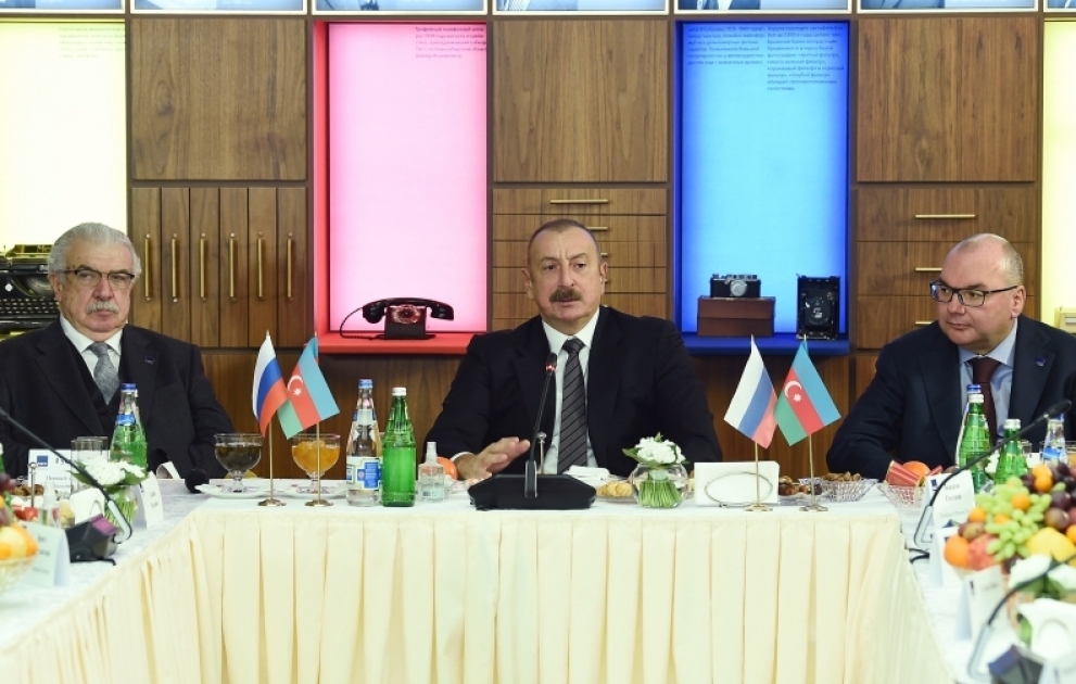 President Ilham Aliyev met with Russia’s top mass media leaders at TASS headquarters