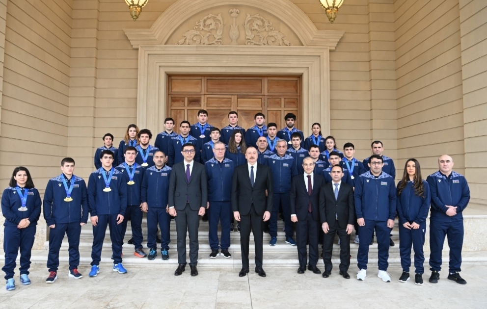 President Ilham Aliyev received participants of 7th European Wrestling Championships held in Bulgaria