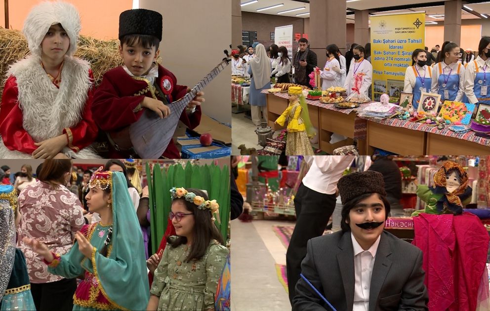 Novruz bayramı münasibətilə paytaxt məktəblilərinin əl işlərindən ibarət sərgi keçirilib