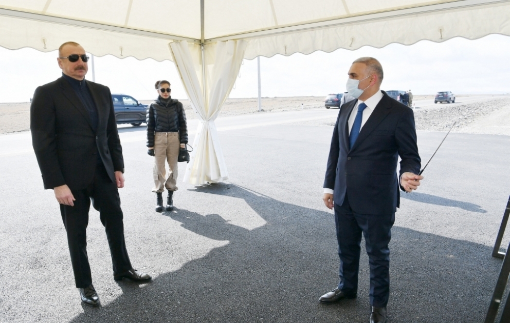 Le président Ilham Aliyev et la première dame Mehriban Aliyeva ont effectué une visite à Sougovouchan 
Présentation d’une ligne électrique moderne isolée et protégée à Sougovouchan