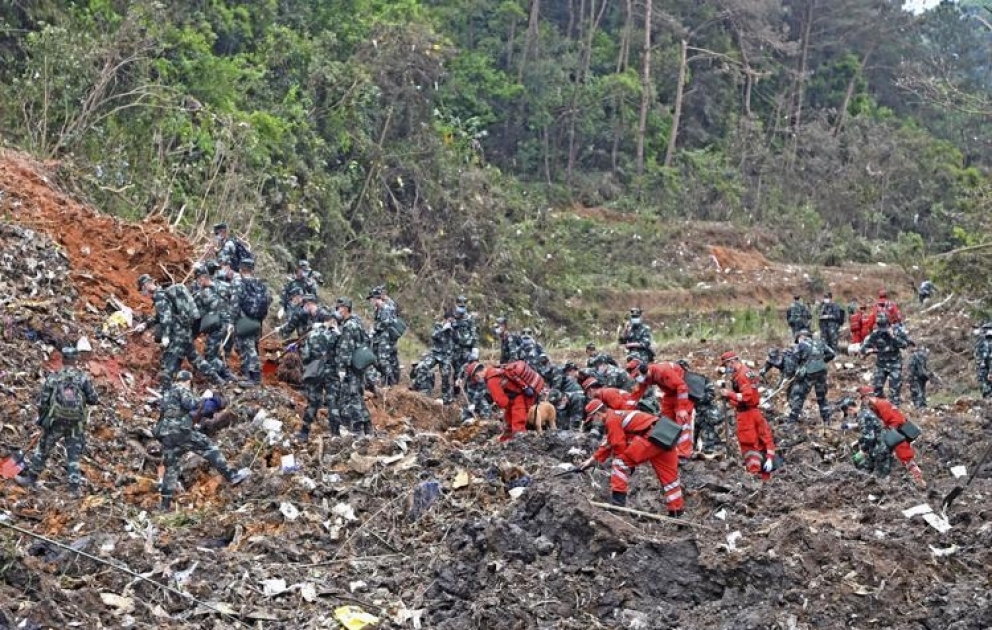 Larger Area Surrounding Core Site of China Plane Crash Under Excavation
