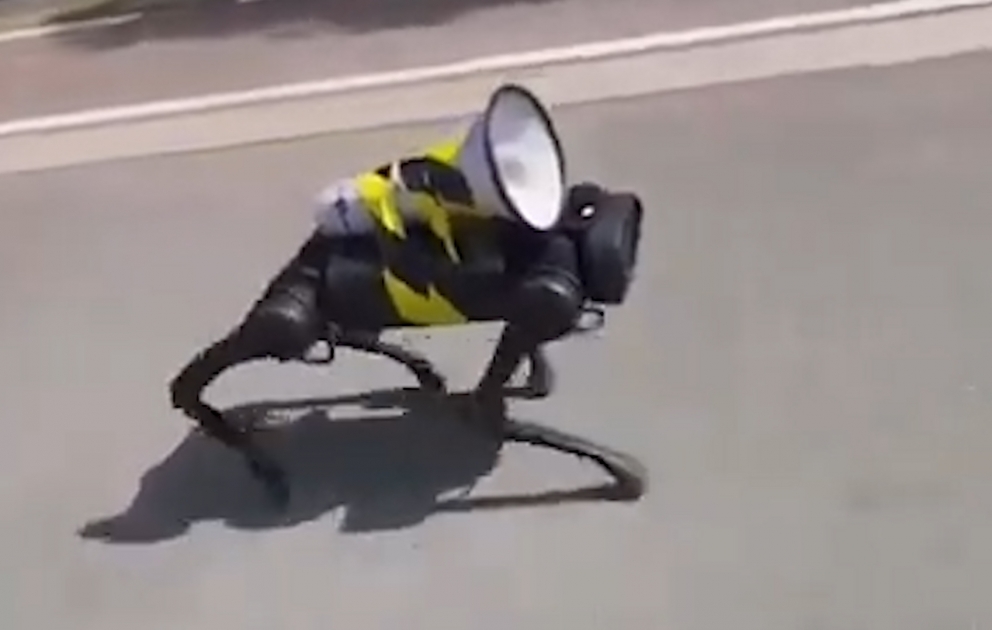 Şanxay küçələrində covid robot