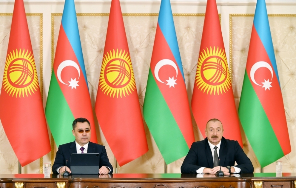 Azərbaycan və Qırğızıstan prezidentləri mətbuata bəyanatlarla çıxış ediblər