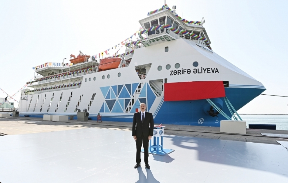 Le président Ilham Aliyev participe à la cérémonie de mise en exploitation du ferry «Zerife Aliyeva»
