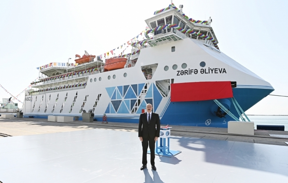 President Ilham Aliyev attended ceremony to launch “Zarifa Aliyeva” ferry boat