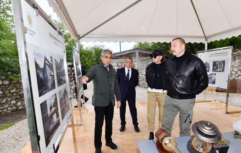 President Ilham Aliyev and First Lady Mehriban Aliyeva visited area where Shusha Boutique Hotel will be located